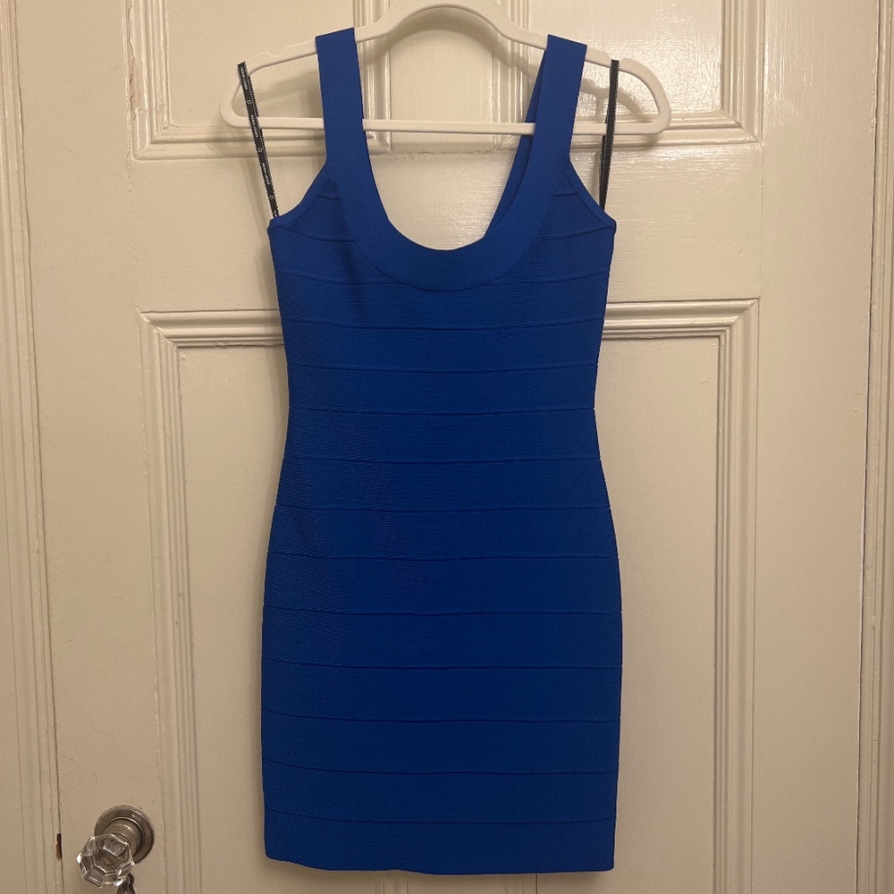 Herve Leger Bright Blue Bandage Dress